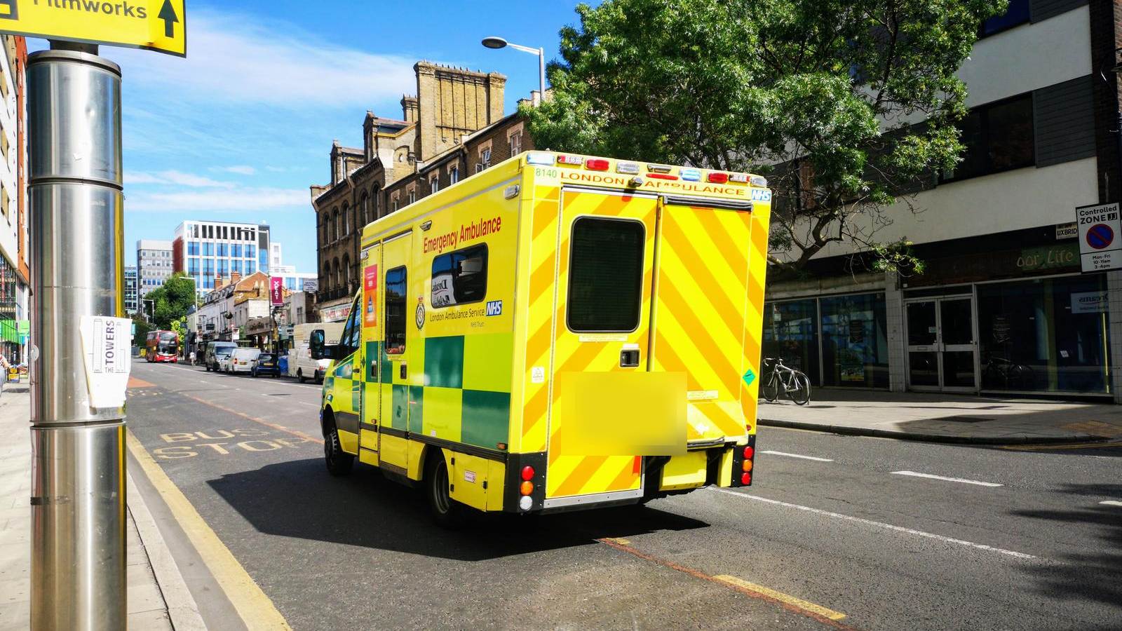 London Ambulance Service vehicle on a city street