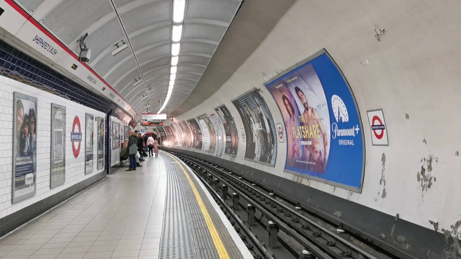 Underground platform at Shepherd's Bush station, London