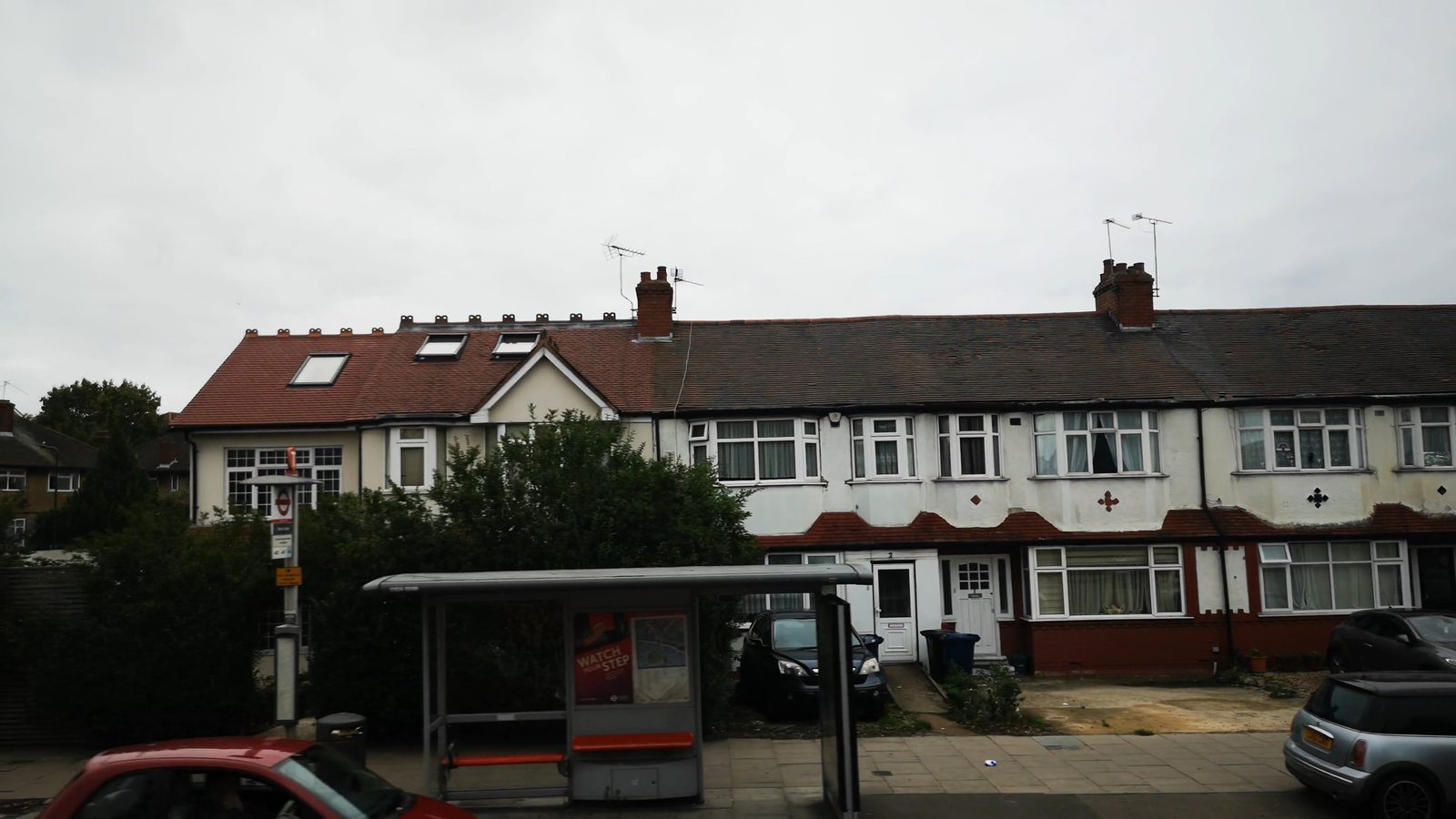 Brick terraced houses on a residential street, London